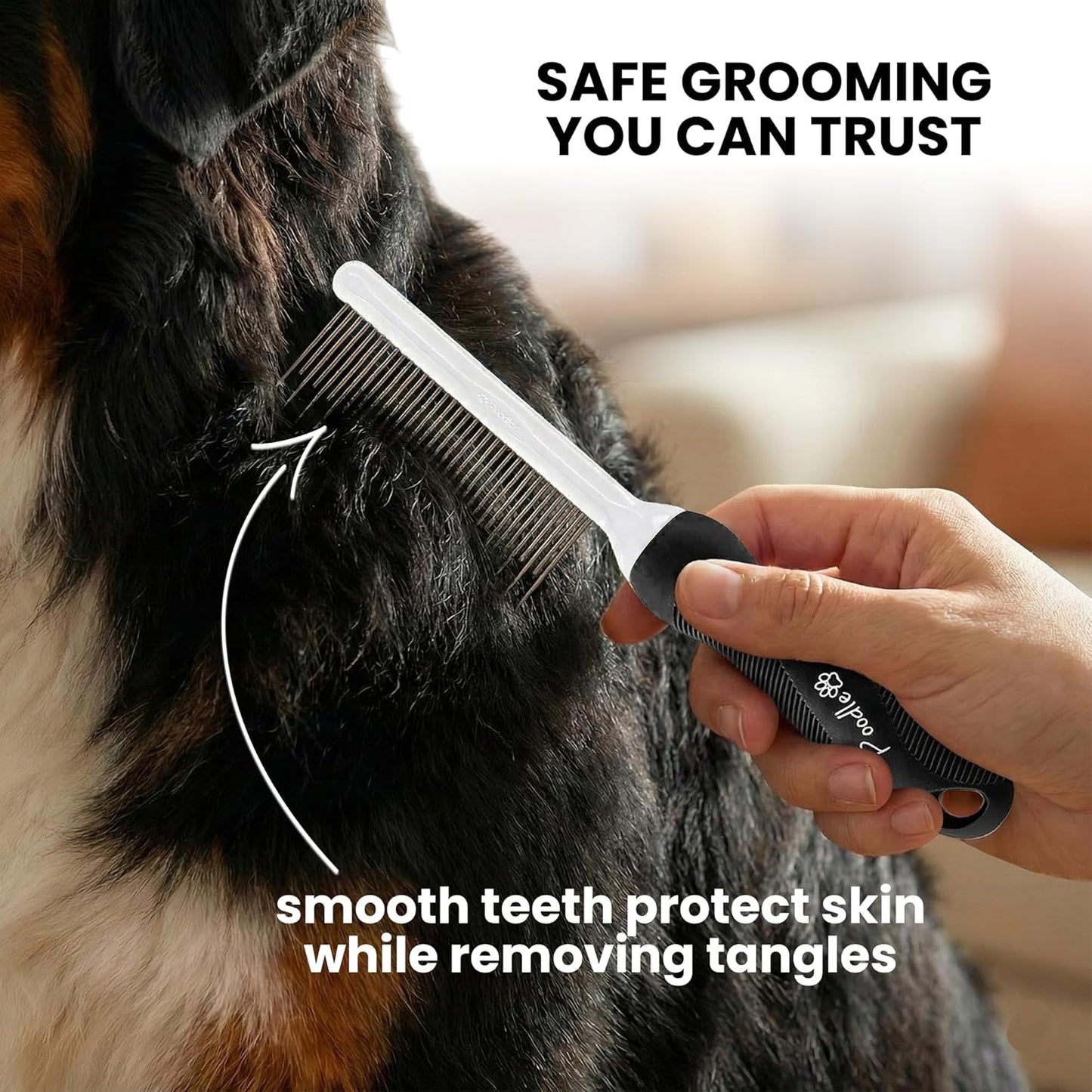 Poodle Dematting Fur Rake Comb Brush for Dogs and Cats - Long 2.5" Steel Safety Blades Metal Comb for Detangling Matted or Knotted Undercoat Hair (Orange)