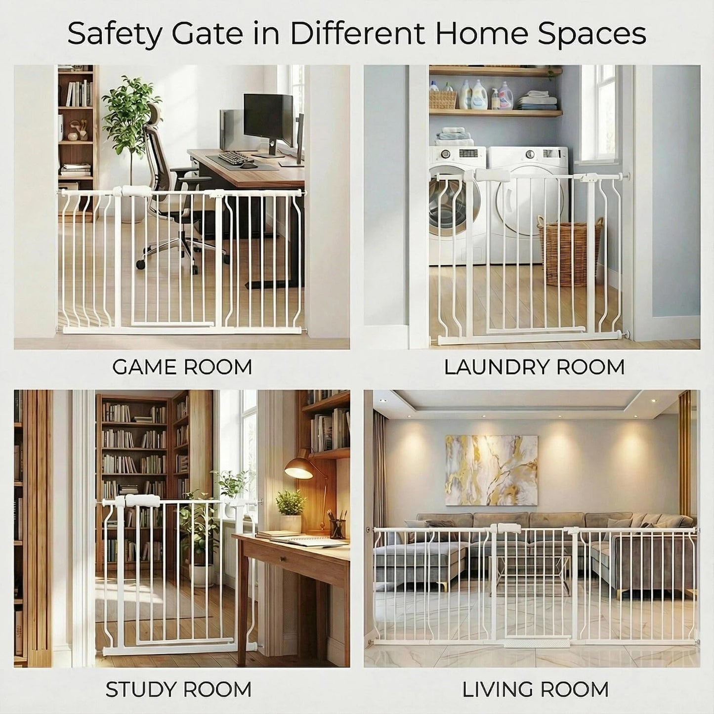 Extra Wide 76.4-81 Inch Large Baby Gates for Stairs, Doorways - No Drilling, Pressure Mounted Pet Gates for Kids & Dogs