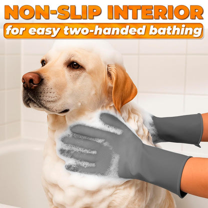 Cat and Dog Shampoo Gloves with 3000 Soft Bristles – 2-in-1 Dog Bath Gloves 11.6", Durable Silicone, Saves Shampoo | Massage, Grooming & Clean Wet or Dry – Made for Every Breed and Coat Style (Blue)