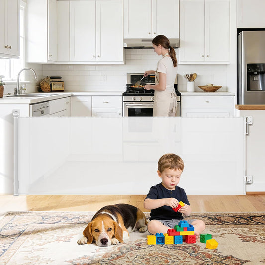 Retractable Baby Gate,71" Wide x 34" Tall Mesh Safety Gate for Dogs & Babies, Indoor/Outdoor Use for Stairs, Doorways, Hallways, Easy Installation Mesh Gate