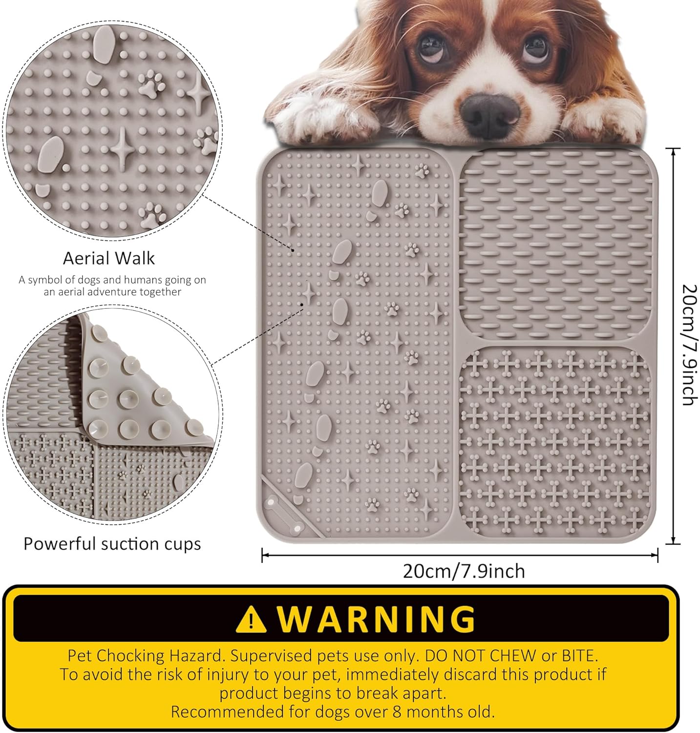 Lick Mat for Dogs(2pcs, Large, 7.9") Easy Clean Silicone Licking Pad Slow Feeder for Pets Cats with Suction Cups, Enrichment Accessories Anxiety Boredom Relief, Keep Them Busy for Bathing