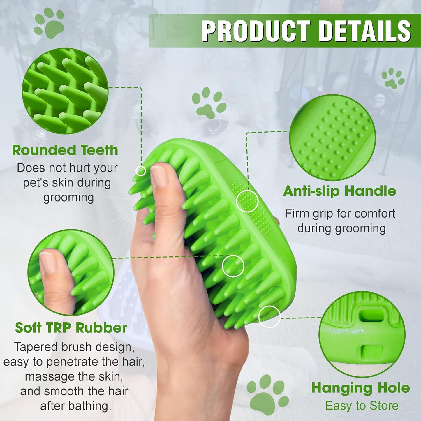High-Density Silicone Pet Grooming Gloves with Enhanced Five Finger Design for Bathing, Massaging Dogs and Cats (Blue)