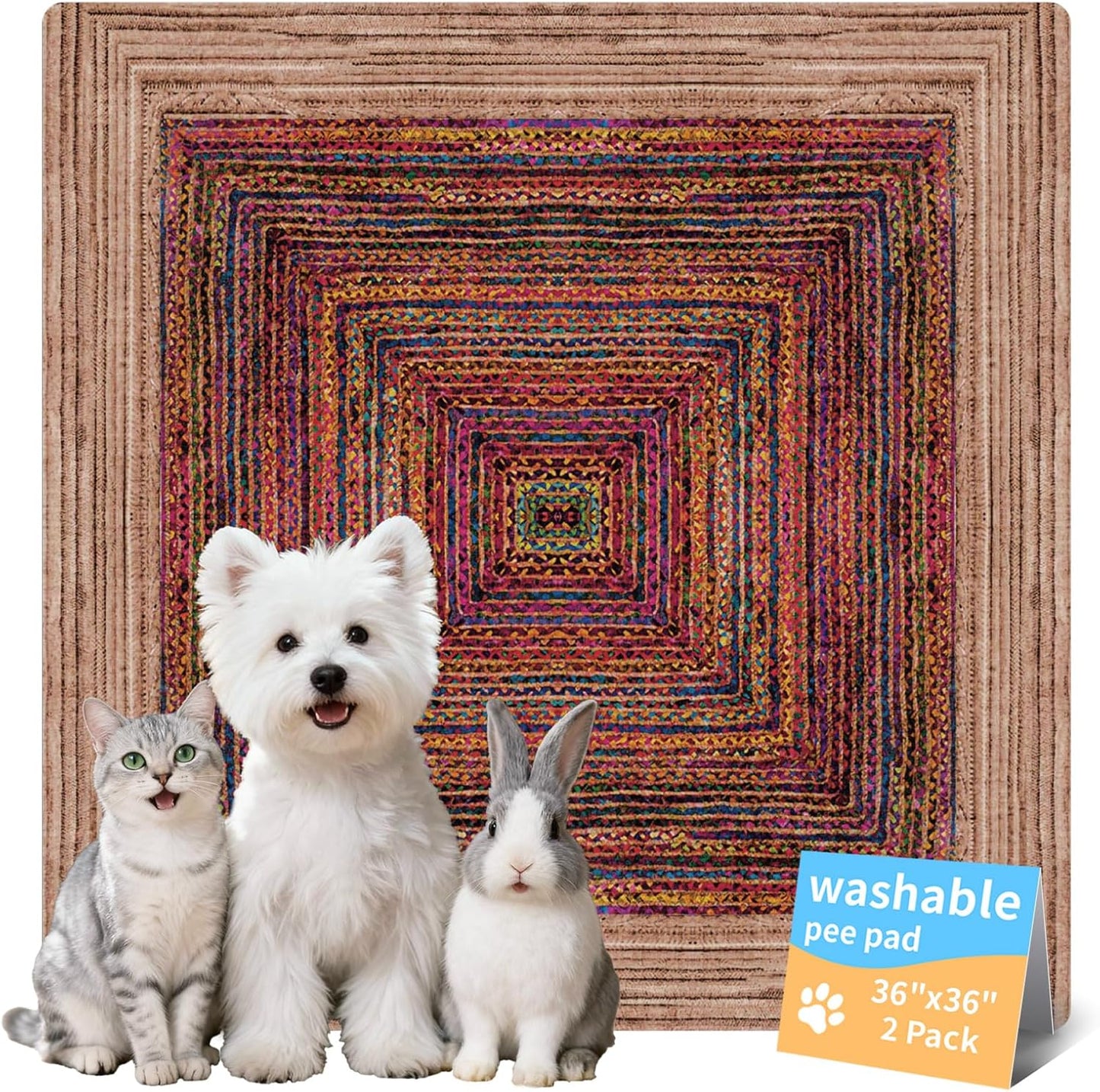 Washable Pee Pads for Dogs, Reusable Puppy Potty Training Pads, Ultra-Absorbent Thick Waterproof Leak-Proof Non-Slip Pads & Mat for Crate, Playpen, Floor, Whelping & Housebreaking , 2 Pack 18"x24"