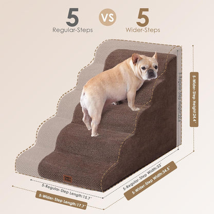 EHEYCIGA Curved Dog Stairs Ramp for High Beds 19.7" H, 4-Step Dog Steps for Small Dogs and Cats, Pet Stairs for High Bed Climbing, Non-Slip Balanced Pet Step Indoor, Grey