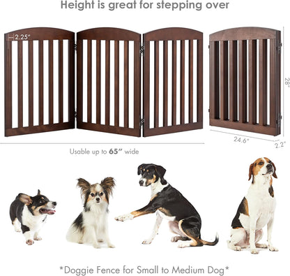 SPIRICH 96" Extra Wide 28" Tall Wooden Freestanding Foldable Dog Gate, Pet Gate Indoor, 4 Panels, White