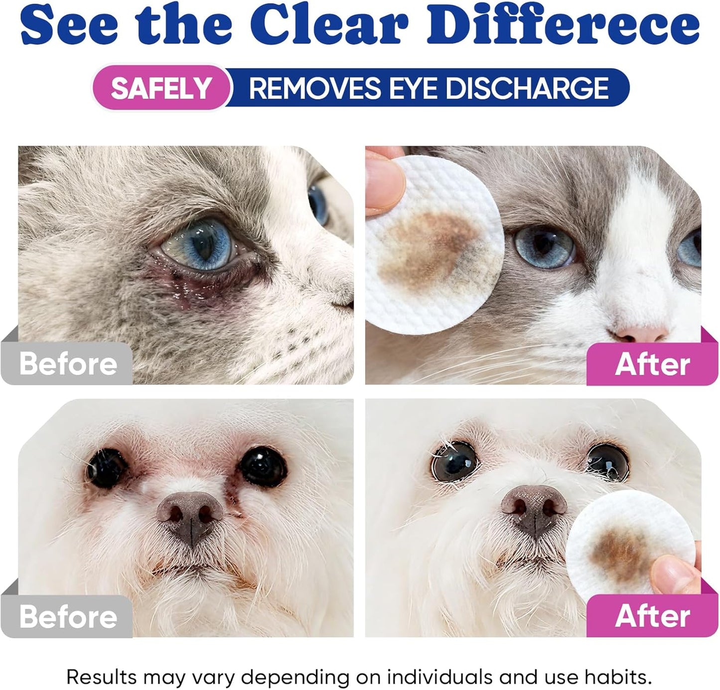 No-Rinse Dog Dental Care Wipes, Cat & Dog tooth brushing kit, Dog Wipes for Pet & Cat Teeth Cleaning, Dog toothbrush Finger Dental Wipes to Remove Plaque & Tartar, Disposable Dog Wipes - 50 Count