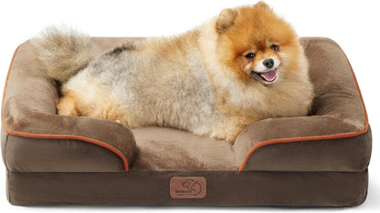 Bedsure Orthopedic Dog Bed Medium Size Dogs - Washable Small Medium Dog Cat Bed Waterproof, Comfort Cats Couch Sofa with Washable Removable Cover, Pets Bed with Nonskid Bottom, Grey, 28"