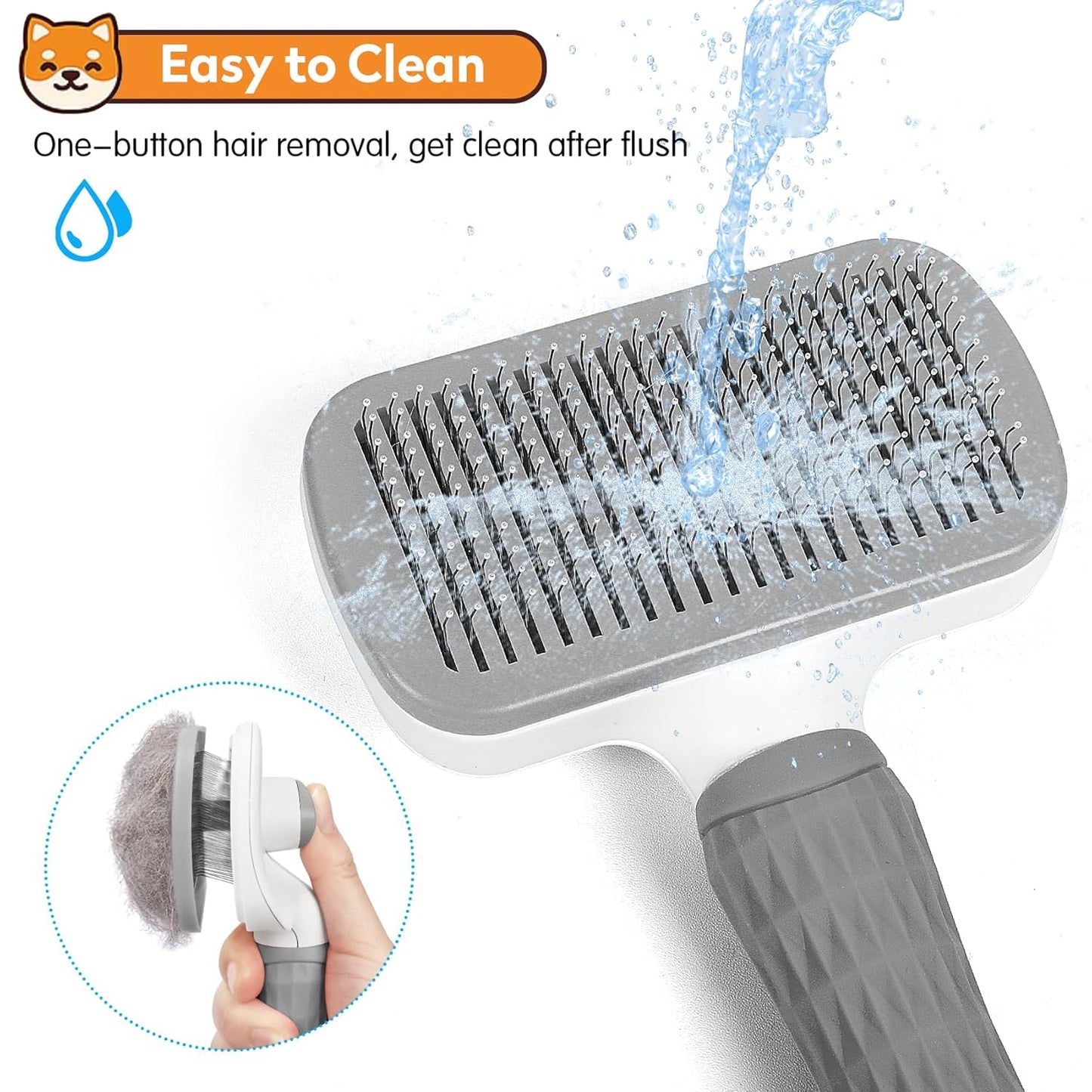 Dog & Cat Brush, Self Cleaning Slicker Brush for Pets, Upgraded Dog Brush for Shedding Massaging and Grooming, Removes Loose Undercoat & Portable Comb for Long Short Haired Dogs(Blue)
