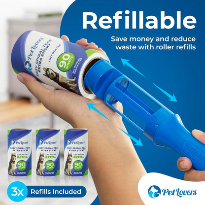 PetLovers Extra Sticky Lint Roller Single Unit 90 Sheets for Pet Hair Removal, Dog and Cat Lint Remover (1 Pack)