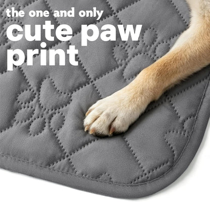 PAWFINITY Waterproof Couch Cover for Dogs, Pee Proof Pet Blanket, Paw Print Quilted, Pet Hair Resistant, Scratch-Resistant, Washable Furniture Protector for 2-3 Seat Sofa and Bed, 30x70 Inch, Grey