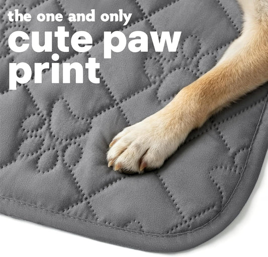 PAWFINITY Waterproof Couch Cover for Dogs, Pee Proof Pet Blanket, Paw Print Quilted, Pet Hair Resistant, Scratch-Resistant, Washable Furniture Protector for 2-3 Seat Sofa and Bed, 30x70 Inch, Grey