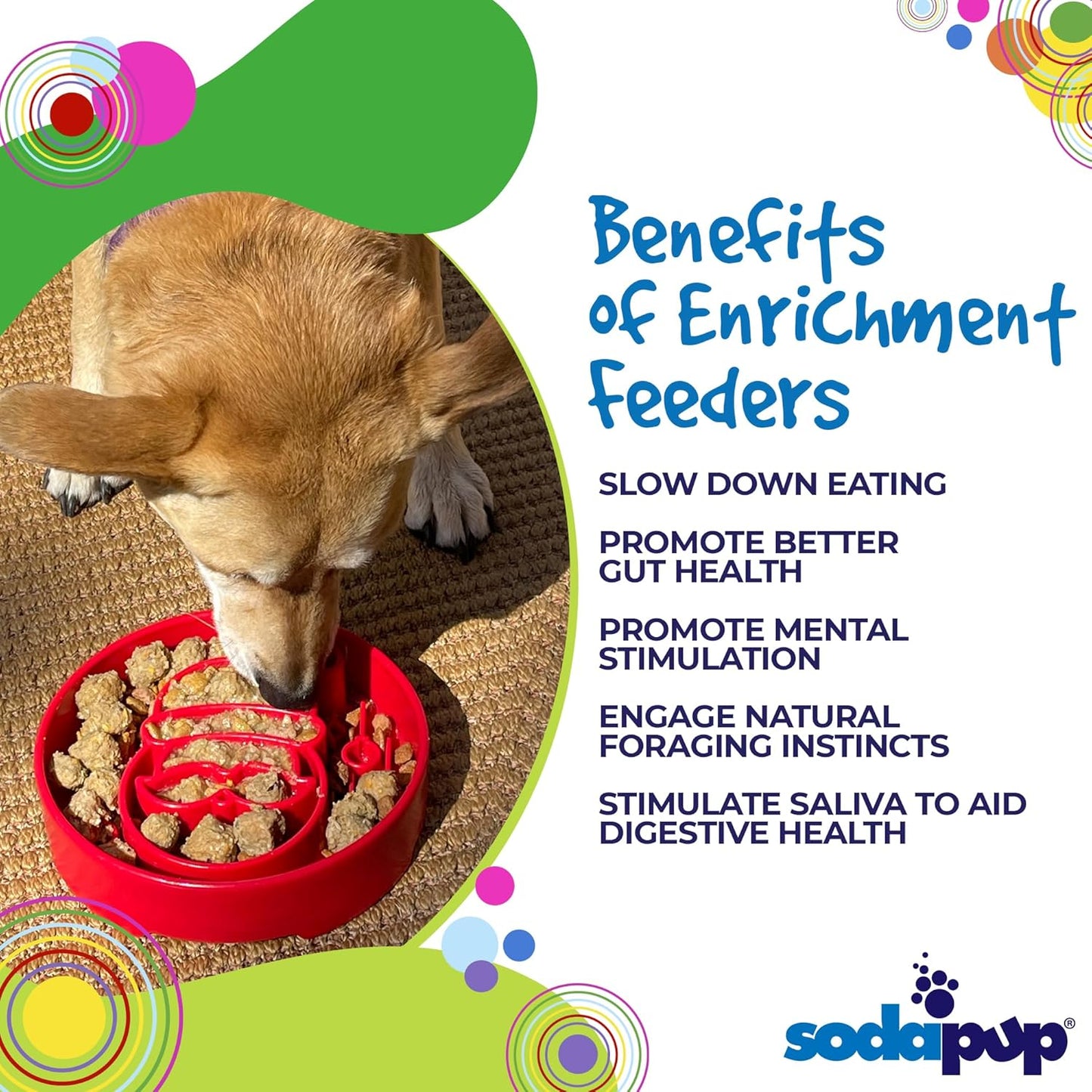 SodaPup Honeycomb Enrichment Bowl – Durable Slow Feeder Bowl Made in USA from Non-Toxic, Pet-Safe, Food Safe Material for Mental Stimulation, Slowing Down Eating, Healthy Digestion, & More