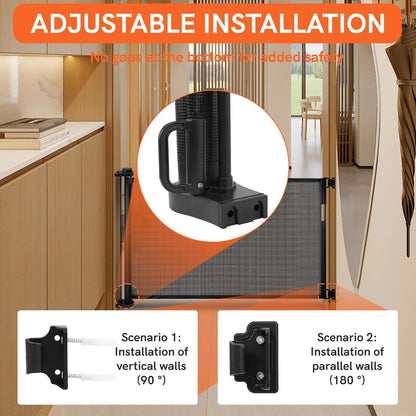 Extra-Wide Retractable Baby & Pet Gate - 39" Tall, Extends up to 118" Wide, Easy One-Hand Operation, Family Choice Award Winner, Safe for Kids & Pets, Indoor & Outdoor, Black (39 x 118 inch)
