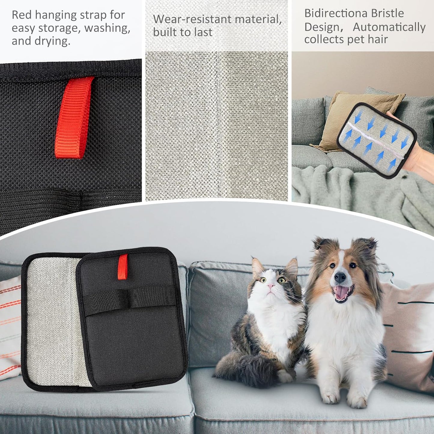 Obfuscate Pet Hair Removal Glove for Cats & Dogs,Reusable Electrostatic Pet Hair Remover Tool for Couch,Carpet,Car Seat