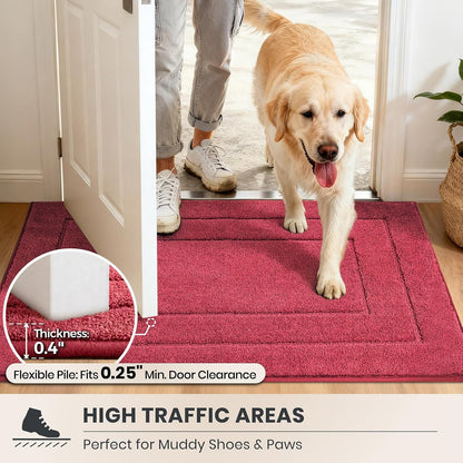 PURRUGS Dirt Trapping Door Mat 32" x 47", Non-Slip/Skid Machine Washable Entryway Rug, Dog Doormat, Super Absorbent Welcome Mat for Muddy Wet Shoes and Paws, Grayish Brown