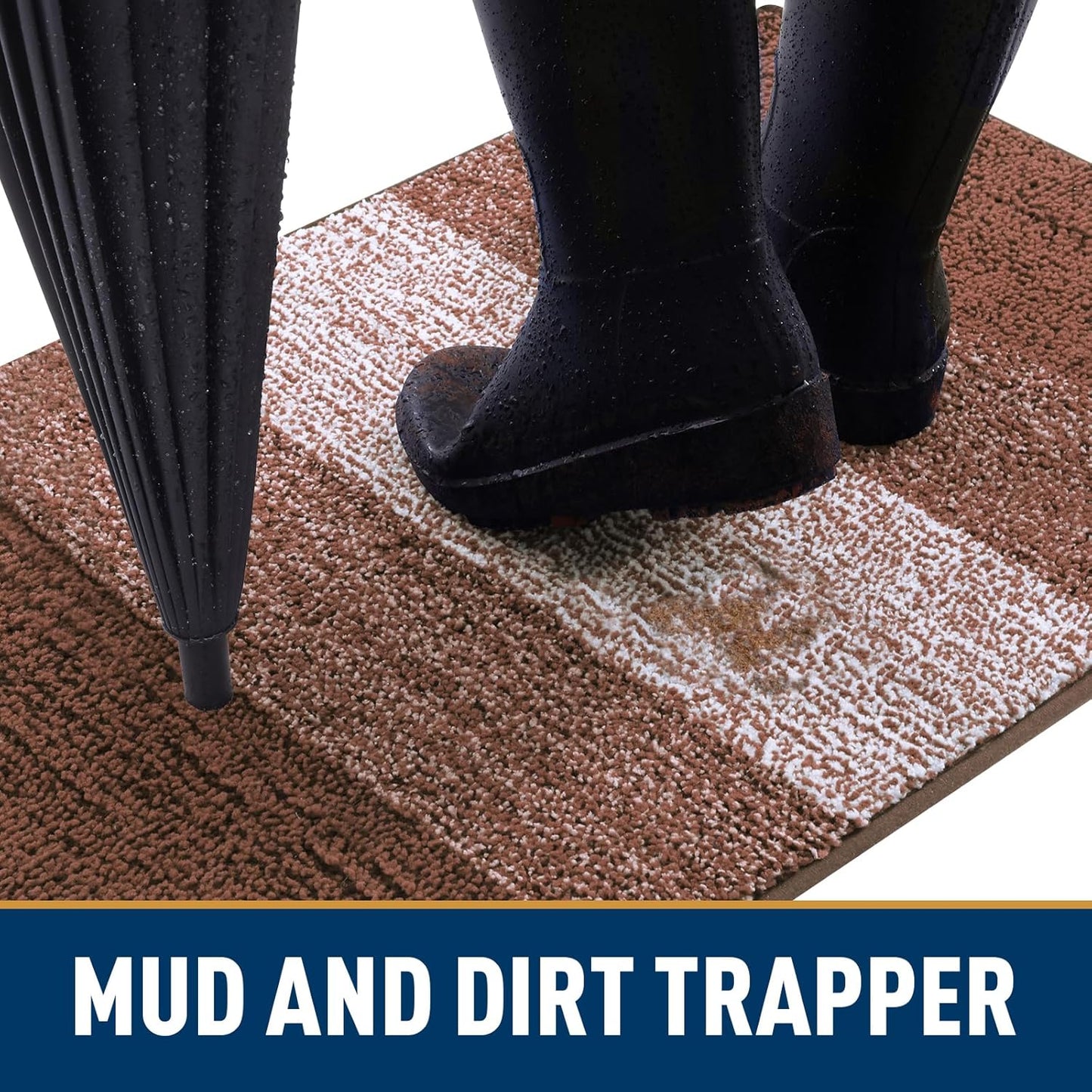 Smiry Dog Door Mat for Muddy Paws, Absorbs Moisture and Dirt, Low-Profile Entryway Mat with Non-Slip Backing, Entry Indoor Outdoor Doormat for Inside Floor (30x20 Inches, Grey, Striped)