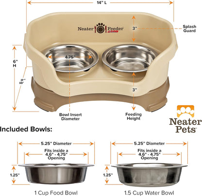 Neater Pet Brands Neater Feeder Deluxe Mess Proof Dog Bowls Elevated for Large Dogs Over 40 lbs, Made in USA, No Spill Raised Dog Food Bowl Stand Feeding Station, Food and Water Bowl Set, Black