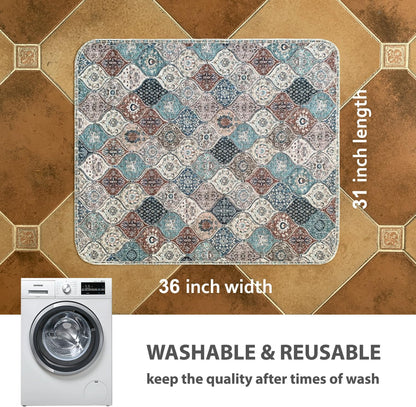 nunubaby Washable Pee Pads for Dogs, Stylish, Non-Slip and Leak-Proof Pee Pads. Reusable Potty Pads for Dogs for Crates and Floors.(Beige/Multi, 24" x48" )