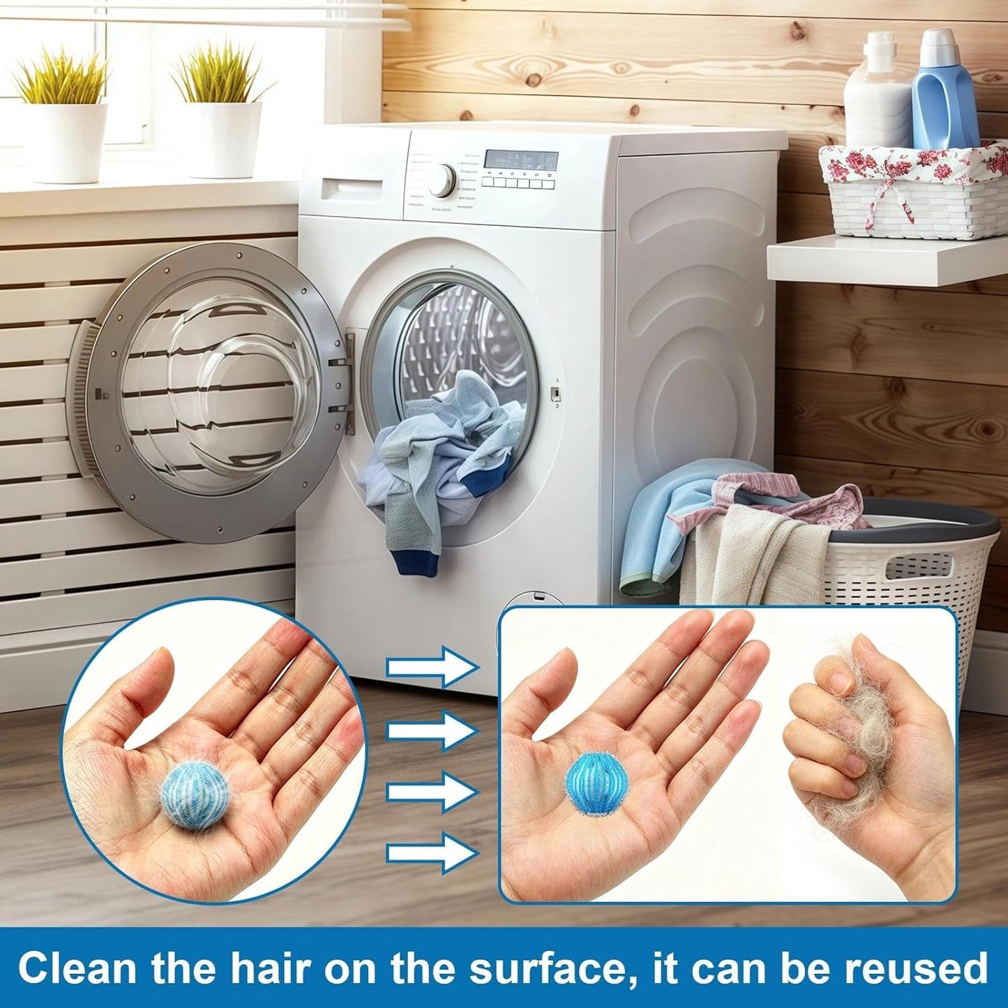 20Pcs Pet Hair Remover for Laundry - 1.4 inch Mini Ball Lint Traps for Washing/Dryer Machine,Effective Cat Dog Laundry Pet Hair Catcher for Clothes,Sheets,Towels,Not Damage Fabric