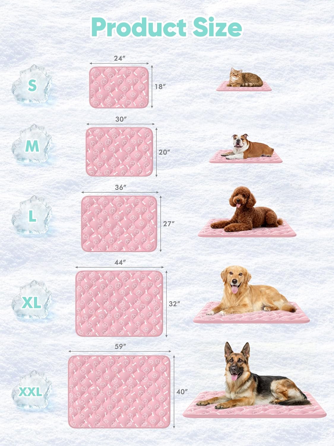 Rywell Dog Cooling Mat 2.0, Ocean Blue,44" x 32" Thick & Durable Cooling Mat for Extra Large Dogs, Long-Lasting Cool with Waterproof & Color-Changing Arc-Chill Tech (Q-Max>0.5) Washable& Non-Toxic
