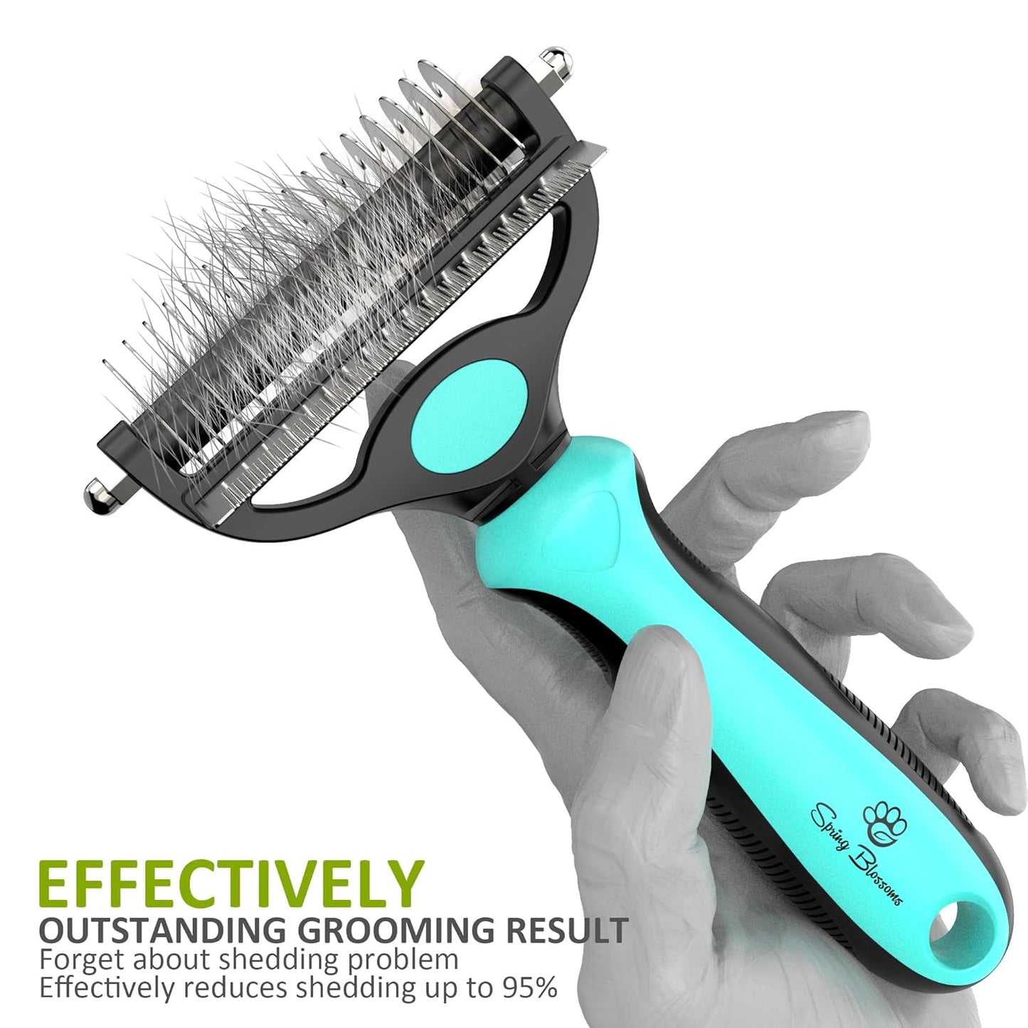 Spring Blossoms-2 in 1 Professional Grooming Rake for Cats & Dogs-Dematting Comb for Easy Mats & Tangles Removing,Pet Brush Safe No More Nasty Shedding and Flying Hair (Orange)
