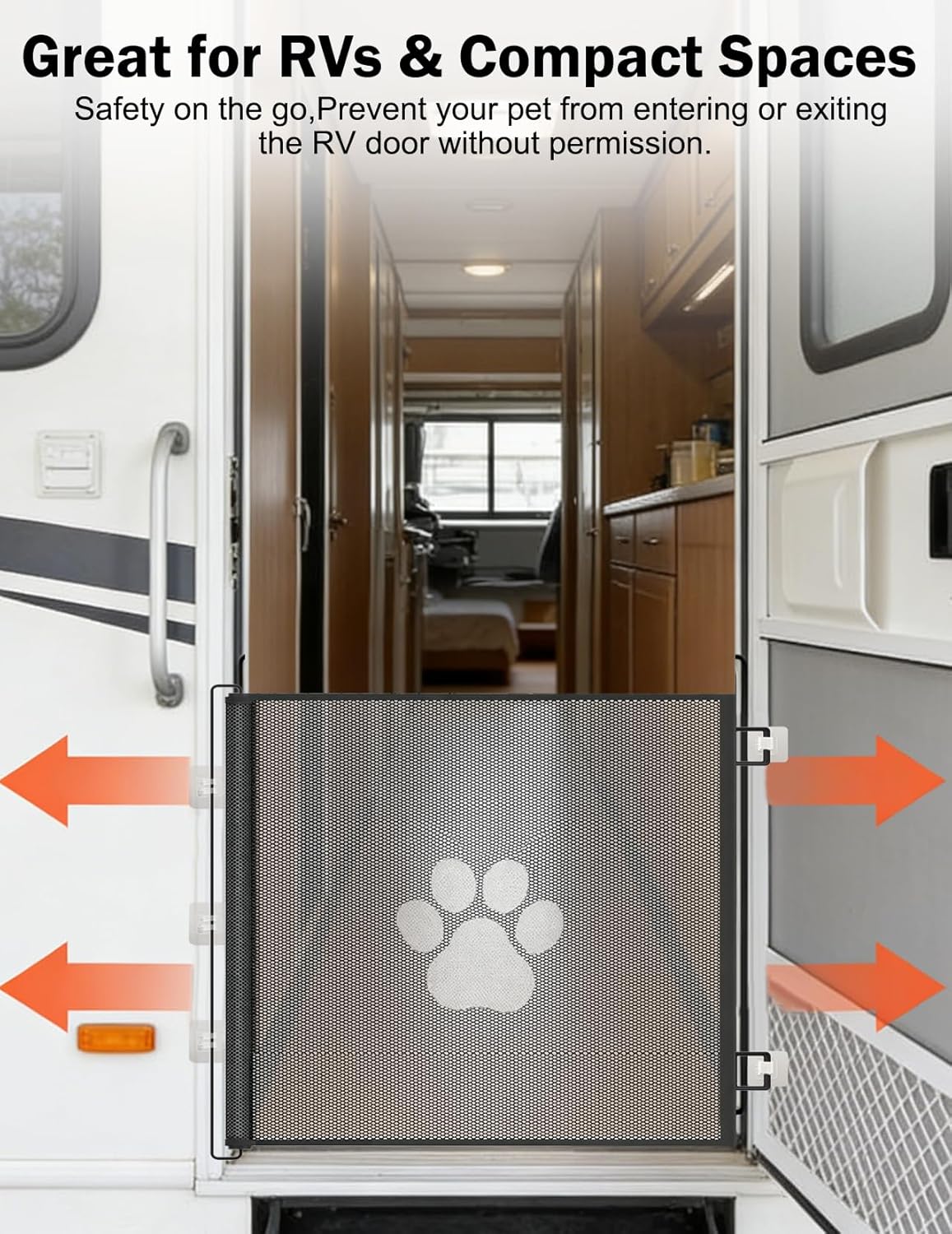 Retractable Mesh Pet Gate, Extra Tall 31'' Adjustable Width Up to 51/43 Inches for Doorways Stairs Hallways, Indoor Outdoor Dog Safety Barrier Net Panel (51'' Width)