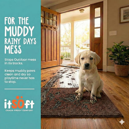 Dog Rugs for Muddy Paws 22x14 | Cleaner Mud Free Floors | Muddy Dogs Mats for Indoor, Dog Mat for Muddy Paws Door Mat Washable, Absorbent Chenille Mud Rug Paw Matt w/ Non Slip Backing, Charcoal Grey