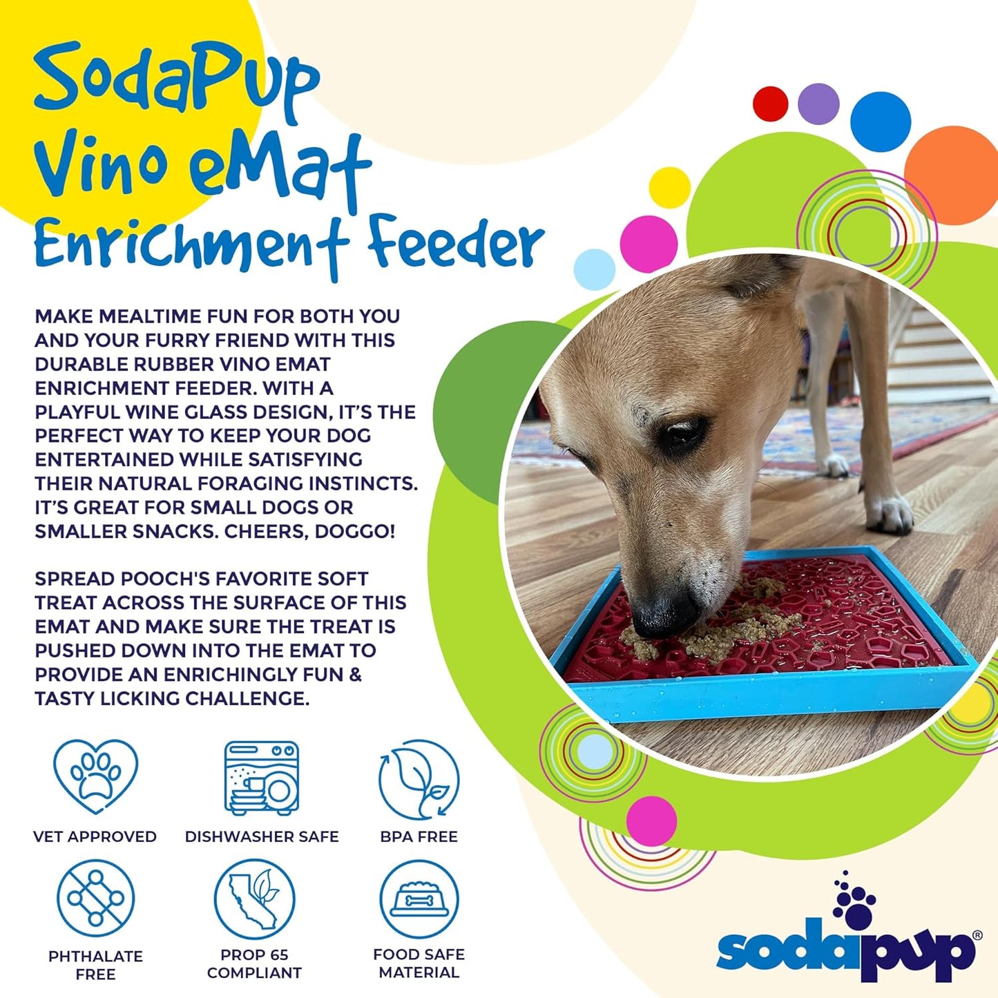 SodaPup Flower Power eMat – Durable Lick Mat Feeder Made in USA from Non-Toxic, Pet-Safe, Food Safe Rubber for Mental Stimulation, Avoiding Overfeeding, Fresh Breath, Digestive Health, & More
