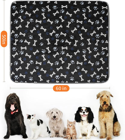 Waterproof Dog Blankets Pet Blanket 50"x60", Soft Fluffy Sofa Car Bed Protector, Reversible Sherpa Fleece Dog Blanket for Large Dogs (Dark Grey-Paws)