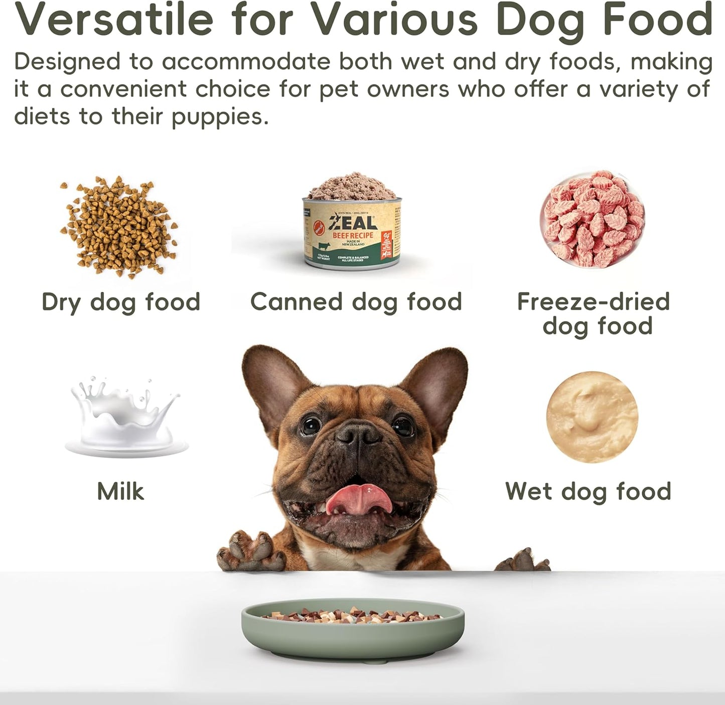 Slow Feeder Dog Bowls, Silicone Slow Feeder for Dogs & Puppies, Dog Puzzle Bowl with Suction Cup for Anxiety Relief, Slow Eating, Dishwasher Fit, for All Breed, Grey