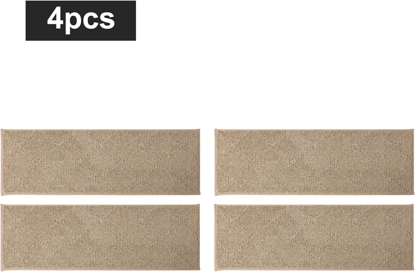 COSY HOMEER Edging Stair Treads Non-Slip Carpet Mat 28inX9in Indoor Stair Runners for Wooden Steps, Edging Stair Rugs for Kids and Dogs, 100% Polyester TPE Backing (7pc, Beige)