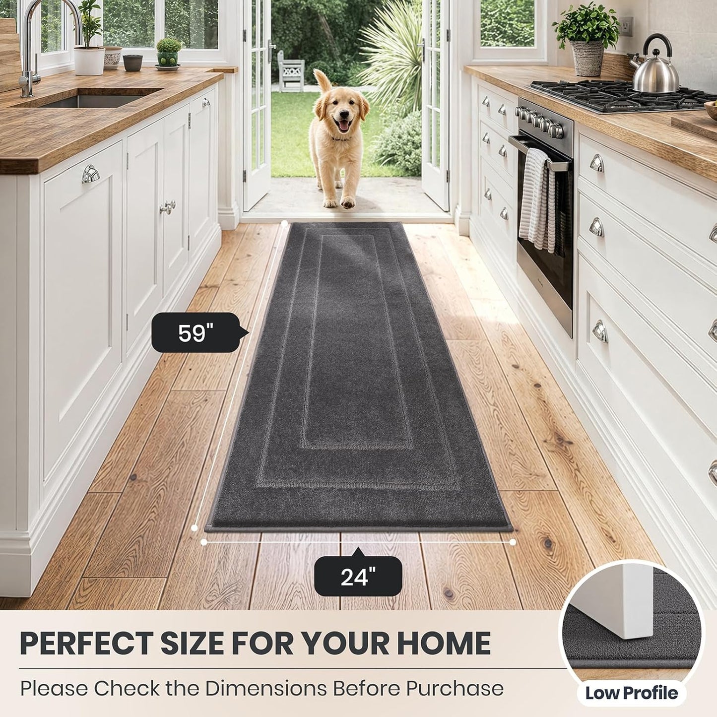 PURRUGS Dirt Trapping Door Mat 32" x 47", Non-Slip/Skid Machine Washable Entryway Rug, Dog Doormat, Super Absorbent Welcome Mat for Muddy Wet Shoes and Paws, Grayish Brown
