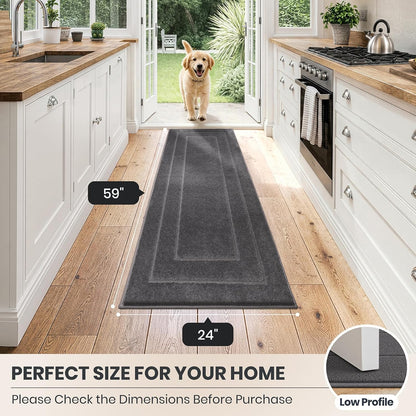 PURRUGS Dirt Trapping Door Mat 32" x 47", Non-Slip/Skid Machine Washable Entryway Rug, Dog Doormat, Super Absorbent Welcome Mat for Muddy Wet Shoes and Paws, Grayish Brown
