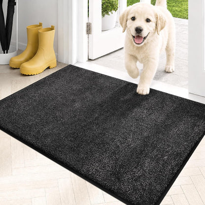 PURRUGS Dirt Trapping Door Mat 20" x 31.5", Non-Slip Machine Washable Entryway Rug, Dog Doormat, Indoor Front Door Mat, Super Absorbent Entry Rug for Muddy Shoes & Paws, Bluish Grey-Black