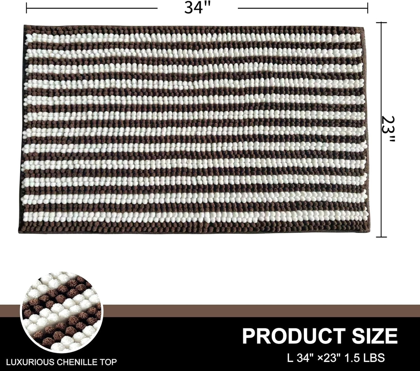 Dog Door Mat for Muddy Paws - Absorbent Quick-Dry Non-Slip Washable Chenille Pet Rug, Indoor Entryway Mat for Front Door & Crate (Brown, 24" L*16" W)