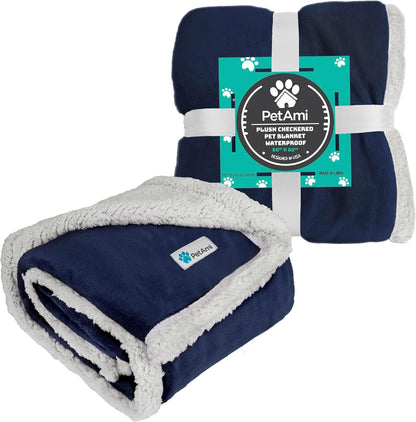 PetAmi Waterproof Dog Blanket for Couch, Large 60x40, Pee Proof Sherpa Fleece Reversible Pet Throw, Furniture Protector for Bed Sofa Kennel, Soft Washable Cover for Medium Dogs Cats, Grey Sherpa