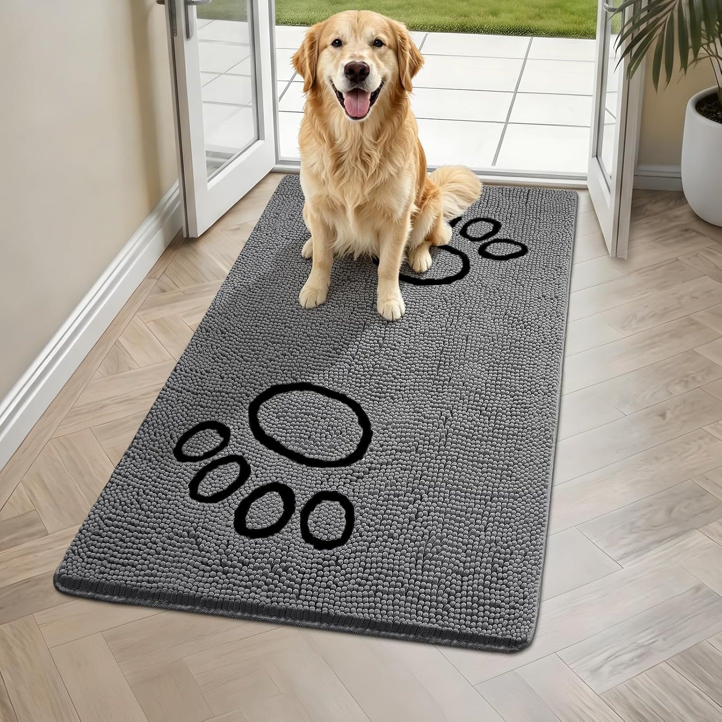 Bcoimo Super Absorbent Dog Door Mat, 30"*20" Anti Slip Mat for Muddy Paws, Pet Rugs for Dirty Paws Washable that Absorbs Moisture and Dirt, for Dog Cage and Pet Resting Carpet