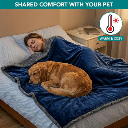 PetAmi Waterproof Dog Blanket for Couch, Large 60x40, Pee Proof Sherpa Fleece Reversible Pet Throw, Furniture Protector for Bed Sofa Kennel, Soft Washable Cover for Medium Dogs Cats, Grey Sherpa