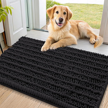 Smiry Dog Door Mat for Muddy Paws 30x20, Extra Soft Absorbent Chenille Doormat, Trap Moisture and Dirt, Non-Slip Machine Washable Front Door Mat for Indoor Entrance Inside Floor, Grey