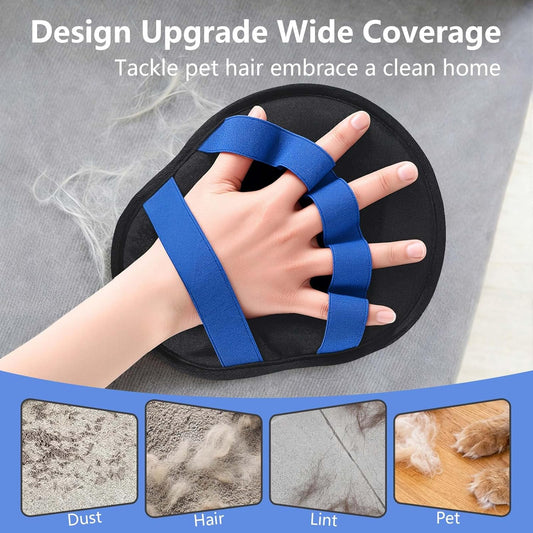 Pet Hair Removal Glove for Dogs & Cats, Reusable Washable Electrostatic Pet Hair Remover Glove, Pet Hair Mitt with Finger Straps for Couch, Carpet, Car Seats, Clothes, Furniture, Red