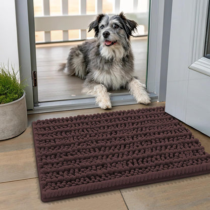 Smiry Dog Door Mat for Muddy Paws 30x20, Extra Soft Absorbent Chenille Doormat, Trap Moisture and Dirt, Non-Slip Machine Washable Front Door Mat for Indoor Entrance Inside Floor, Grey