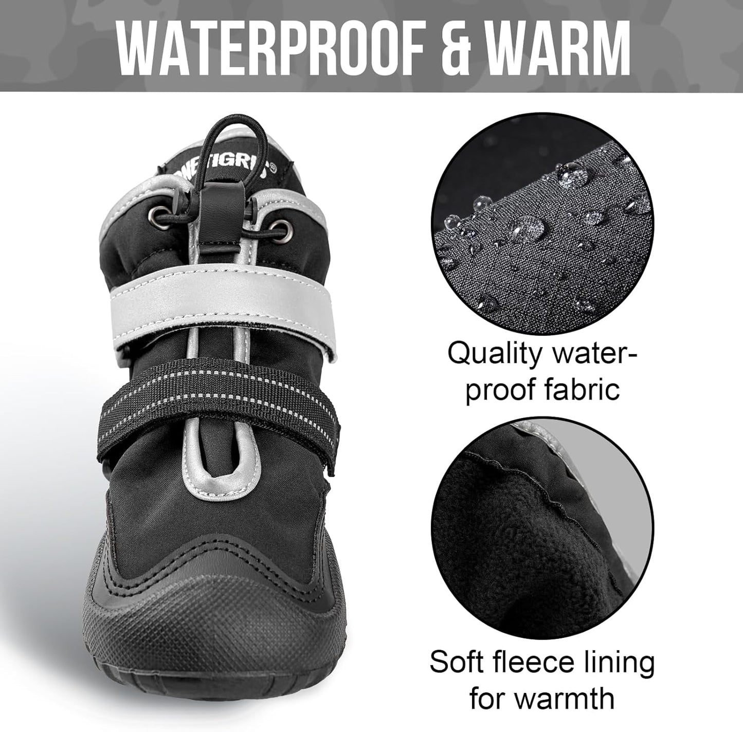 OneTigris Dog Shoes for Large Medium Dogs, Waterproof Anti-Slip Paw Protectors for Hot Pavement, Wound Recovery & Licking Prevention, Breathable Dog Booties for Outdoor Walking Hiking Hardwood Floor