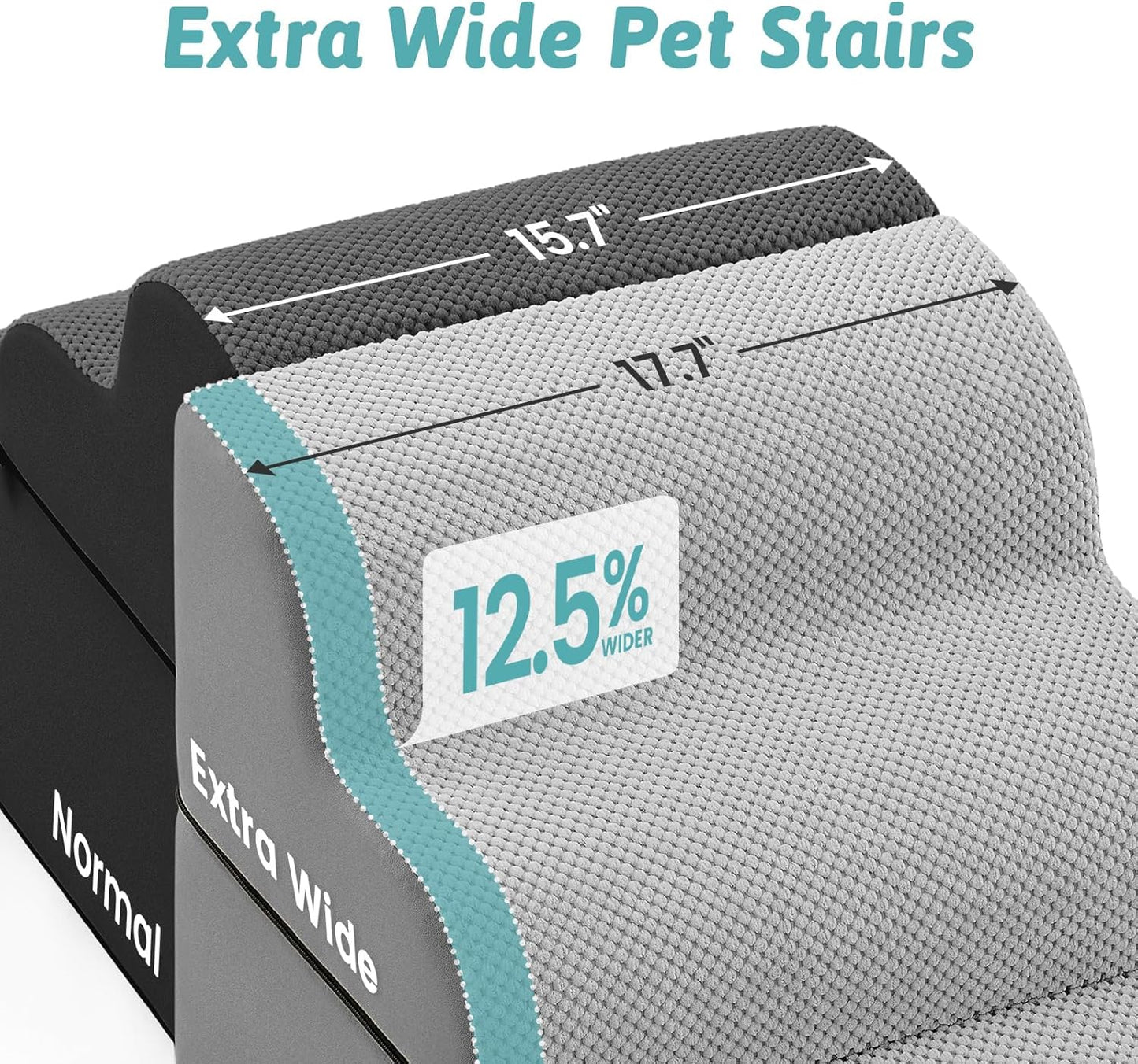 COZY KISS Extra Wide Dog Stairs with Tunnel, Foam Detachable Large Dog Step for Small Pet, Puppy or Cats, Medium Pet Ramp for High Bed, Couch, Sofa or Car, 19.7x33x22.4 inch, 5 Step, Beige