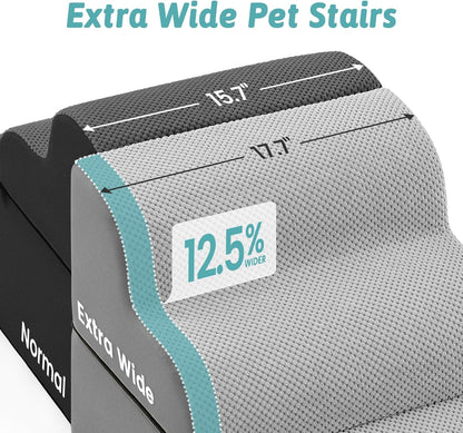 COZY KISS Extra Wide Dog Stairs with Tunnel, Foam Detachable Large Dog Step for Small Pet, Puppy or Cats, Medium Pet Ramp for High Bed, Couch, Sofa or Car, 19.7x33x22.4 inch, 5 Step, Beige
