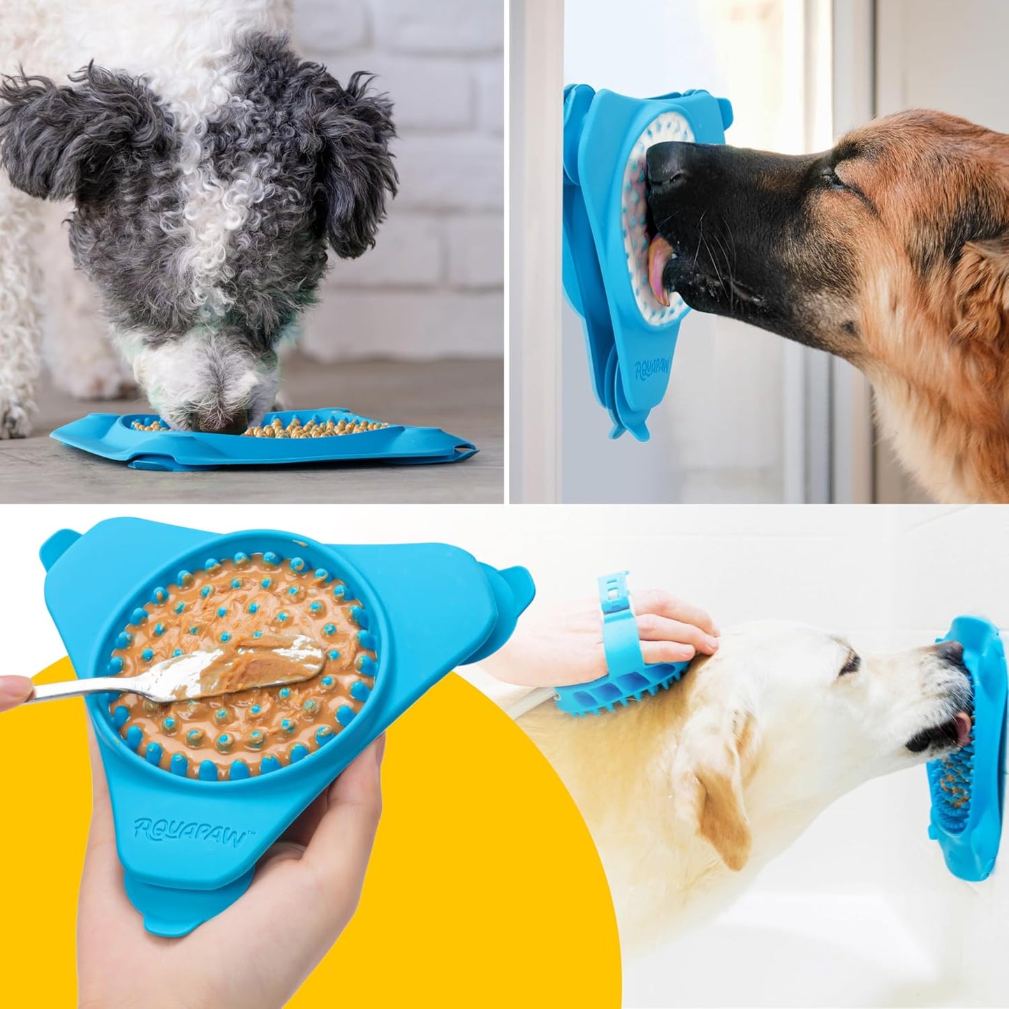 Aquapaw Lick Mat for Dogs with Suction Cups - XL, Blue, 1-Pack - Slow Feeder Lick Pads for Dogs & Grooming Enrichment - Food Mat for Peanut Butter Treats