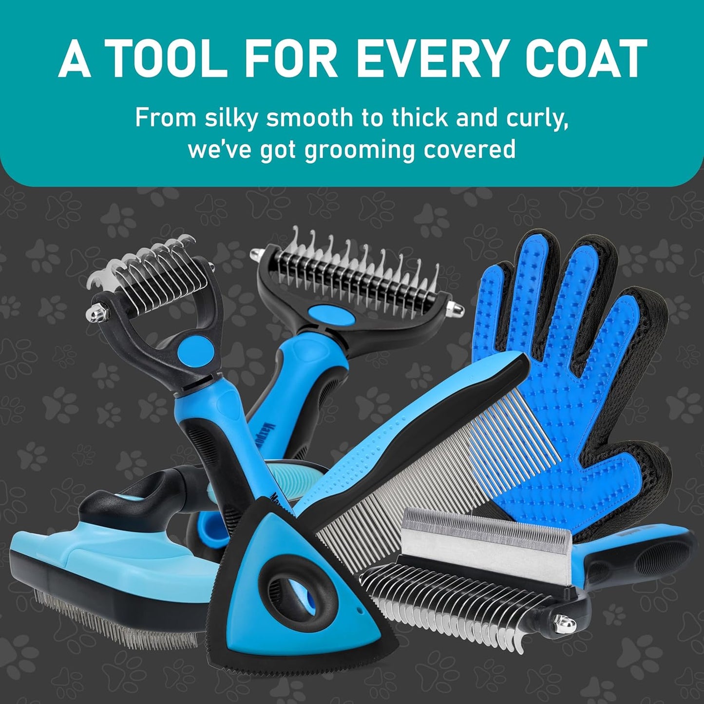 Maxpower Planet Dog Rake and Dog Hair Brush - Gently Removes Loose Undercoat, Mats and Tangled - Deshedding Grooming Tool for Dogs & Cats - Self Cleaning Slicker Brush - All Hair Types