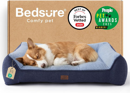 Bedsure SupportMax™ XL Pro Orthopedic Dog Beds Large Sized Dog - Extra Thick Supportive Dogs Couch with Waterproof Washable Cover, Extra Large Comfort Pet Sofa with Sherpa & Nonskid Bottom, Grey, 45"