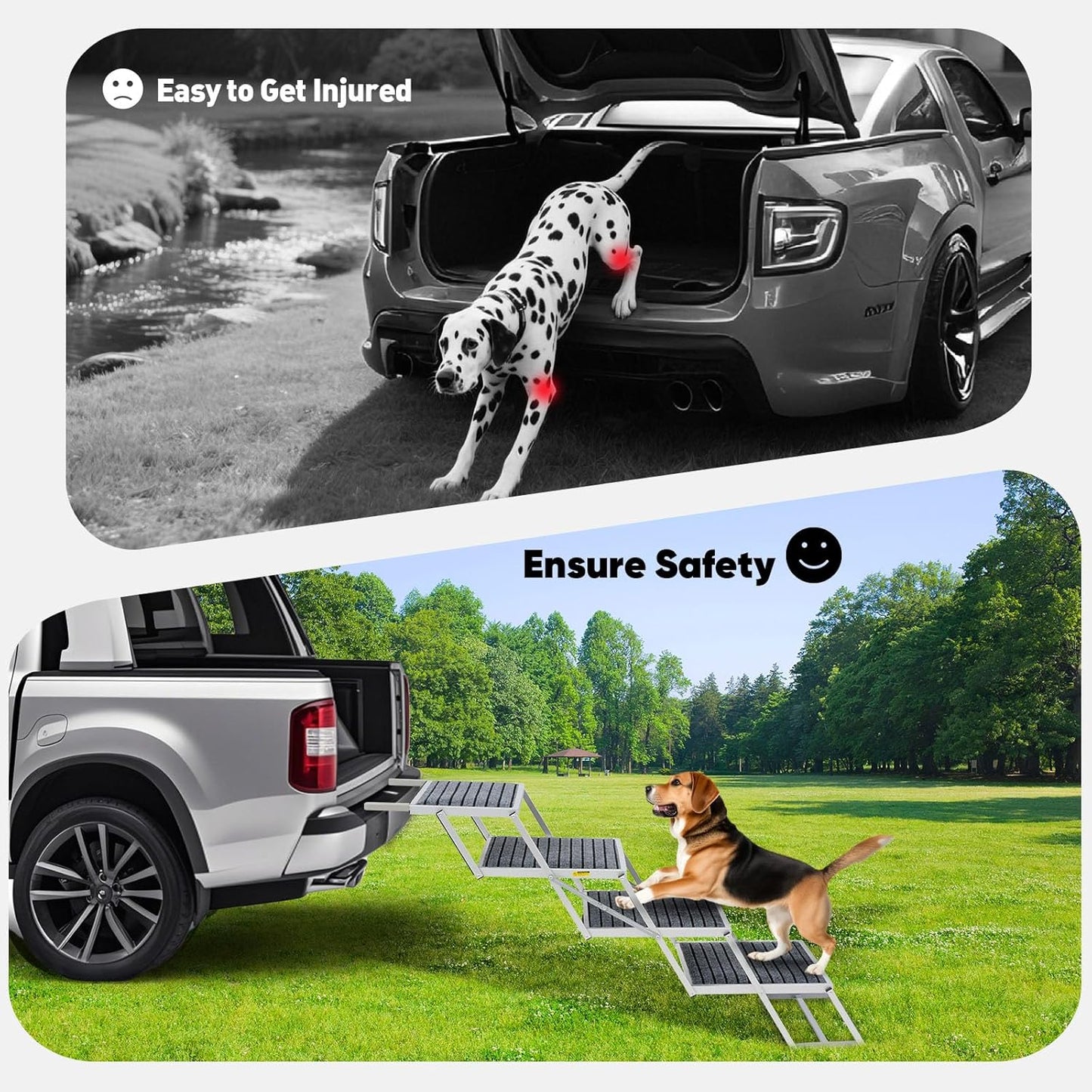 Dog Stairs for Large Dogs,Dog Stairs for Cars,Foldable Dog Ramp Pet Steps Light Weight Aluminum,Extra Wide Dog Stair for Large Dogs,High Beds, Trucks, Supports up to 200 lbs (Extra Wide-4 Steps)