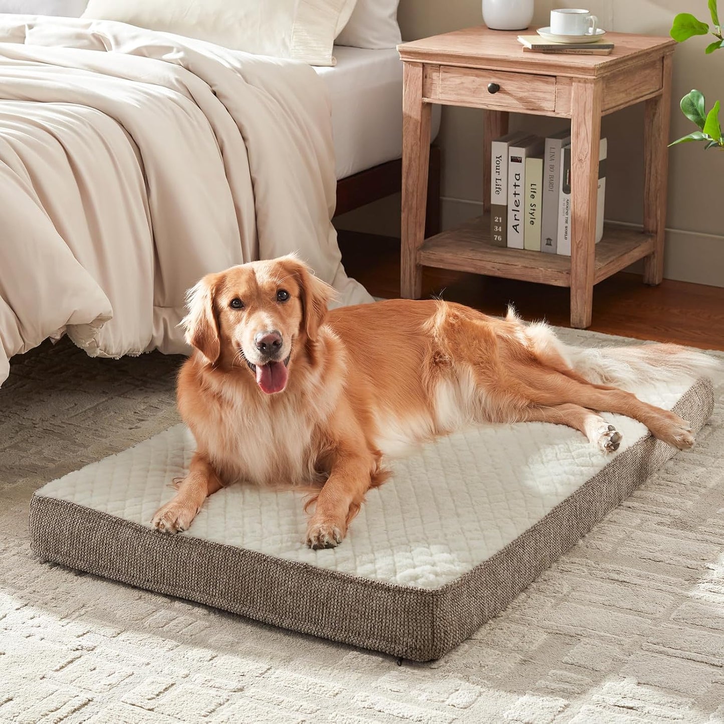 JOEJOY XL Dog Beds Large Sized Dog, Orthopedic Big Dogs Crate Bed with Washable Removable Cover, Extra Thick Egg-Crate Memory Foam Pet Beds up to 80 lbs, Grey, 41"x27"