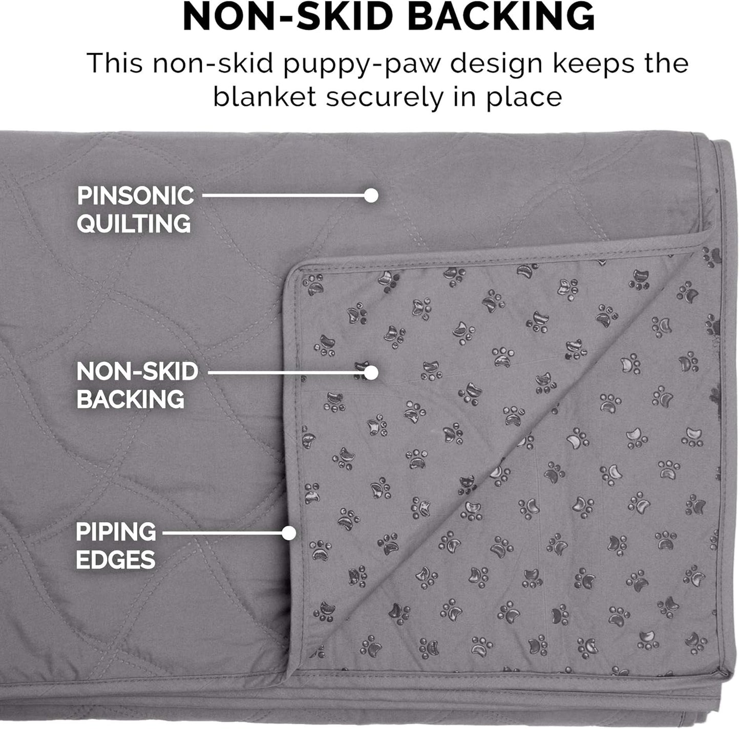 FurHaven Waterproof Blanket & Furniture Protector Cover with Non-Slip Backing, Machine Washable, Jumbo/King, Quilted Twill, Gray